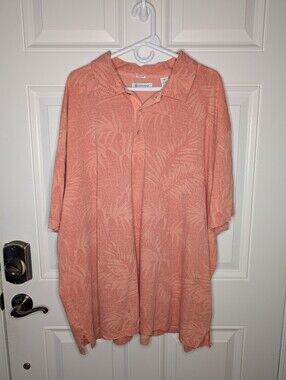 Cubavera Tropical Polo Shirt Cotton Men's Size 4X Orange Peach Coral